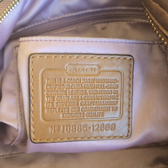 Coach Leather Carly Hobo Shoulder Bag – Brown Metallic - Picture 5 of 9